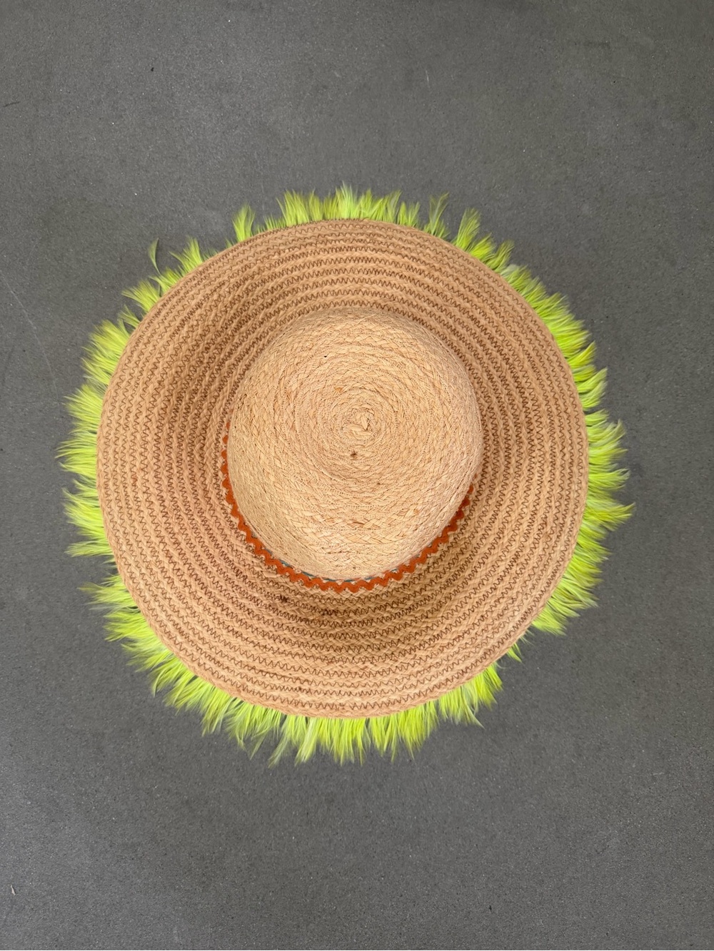 Lola Hats Straw Fedora Hat with Neon Yellow Feather Trim - Picture 2 of 4
